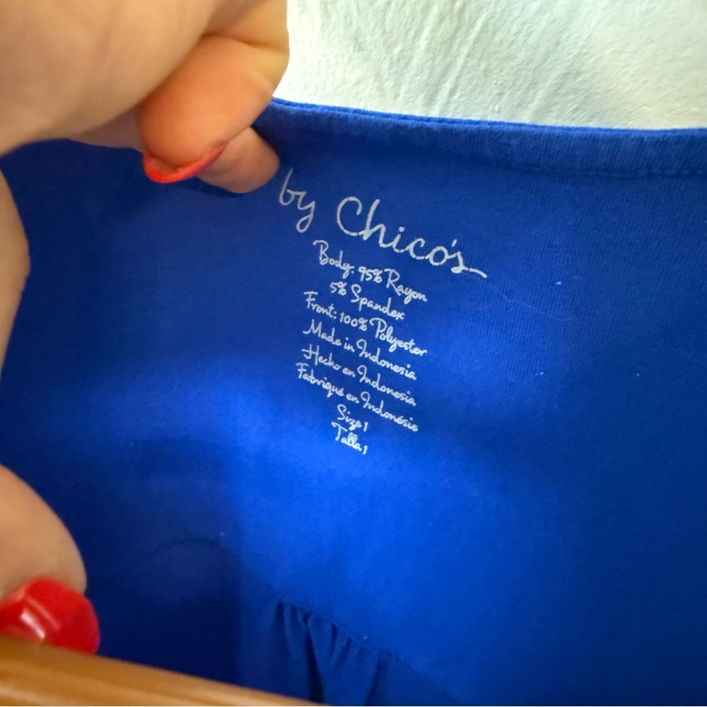 By Chico’s Royal Blue Sleeveless V-Neck Blouse – Size 1 (8/10) - Picture 3 of 4
